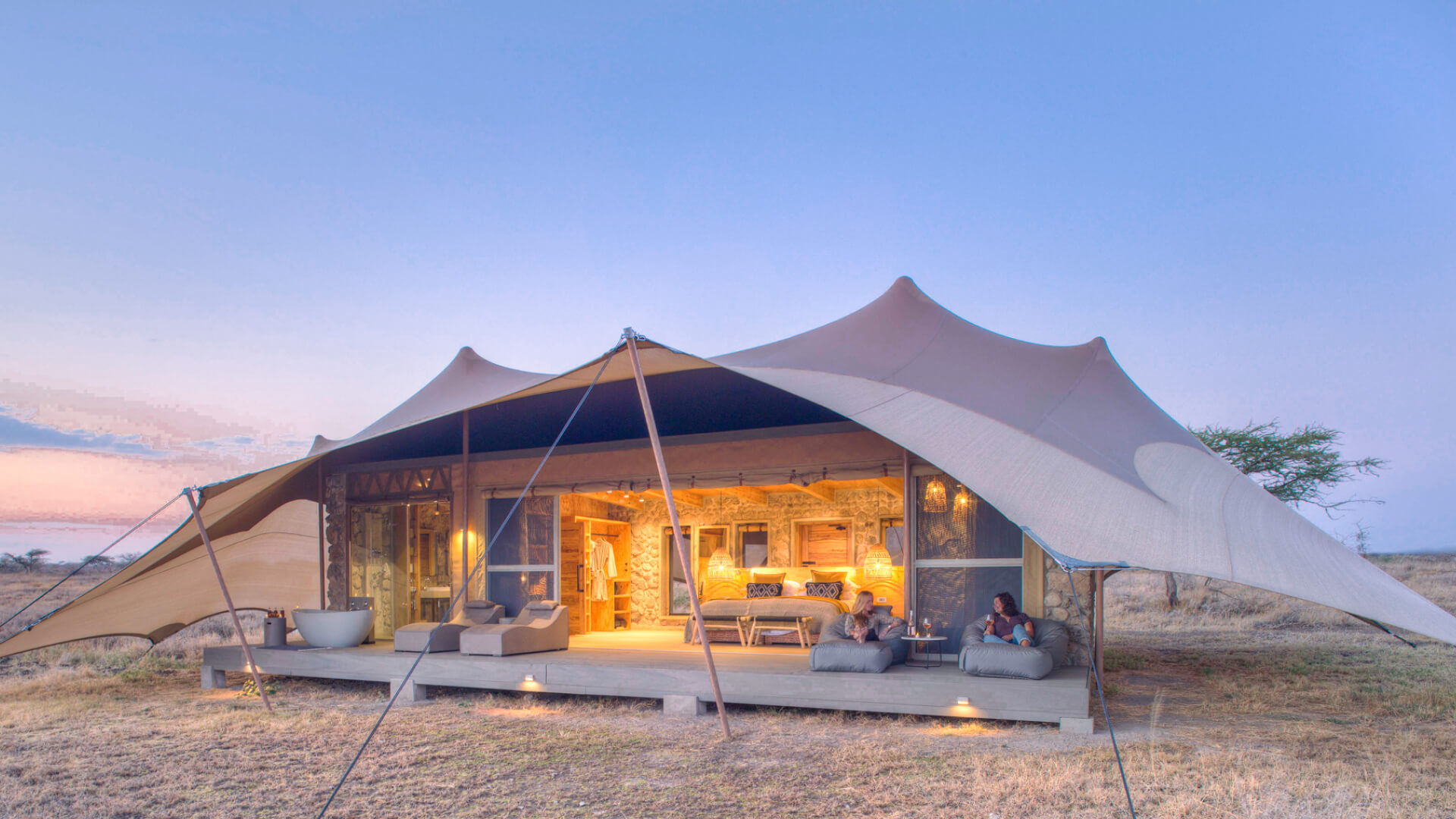 Namiri Plains camp structure — luxury tented suite Serengeti