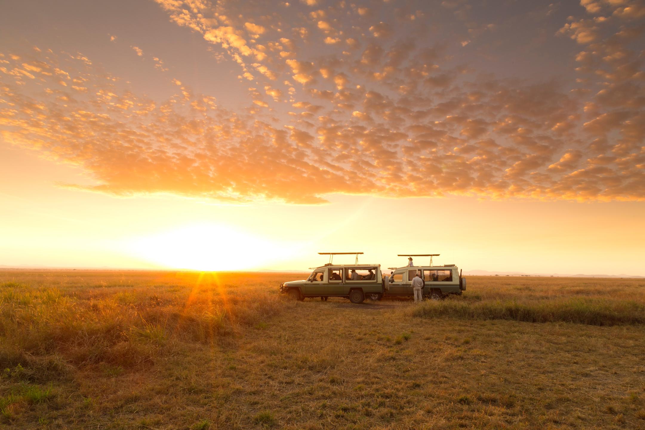 Safari game drive at Namiri Plains eastern Serengeti Tanzania